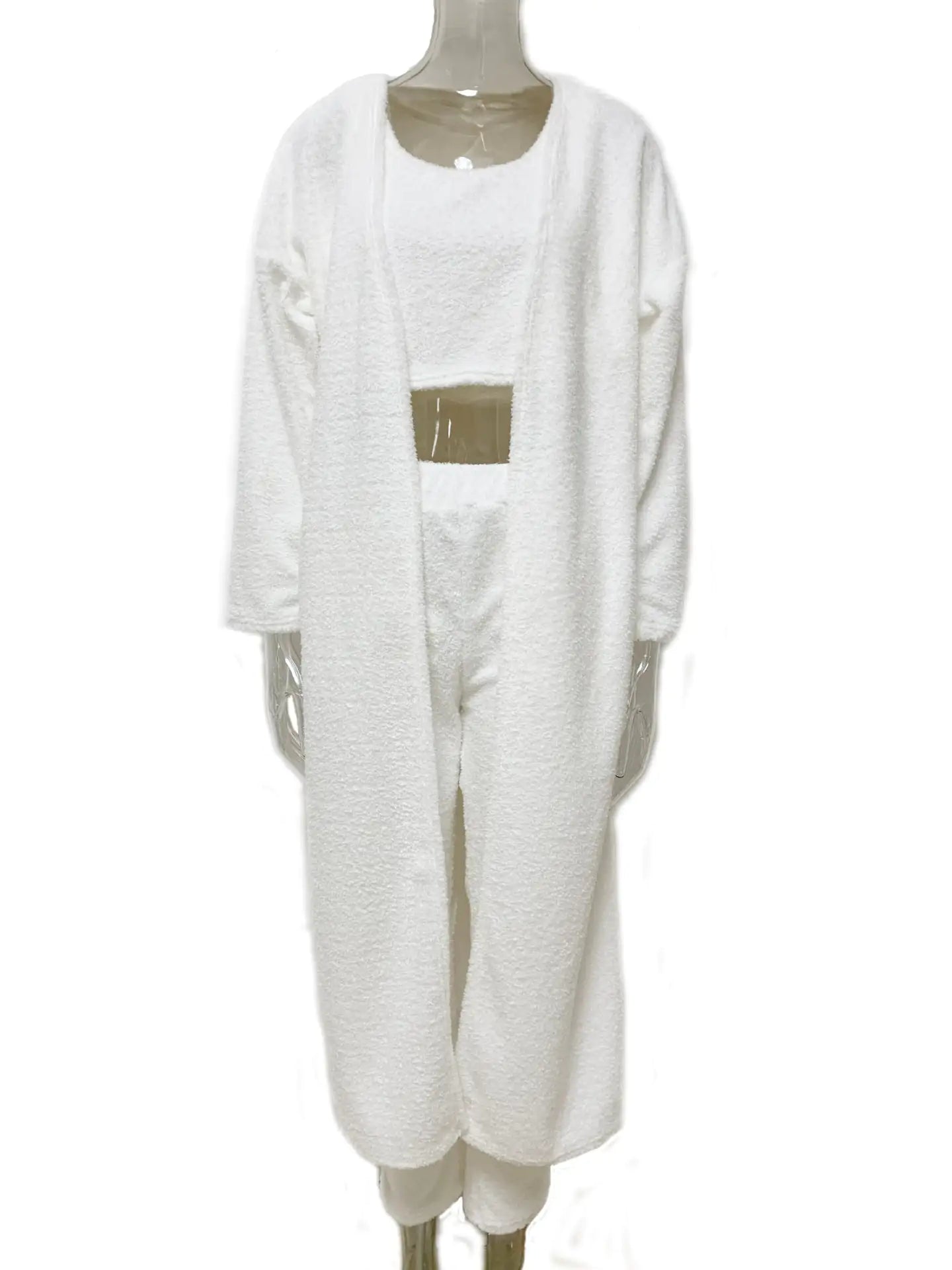 Nightgown Lace Up Bathrobes Set3 Piece Sleepwear Robe Pajama Set.