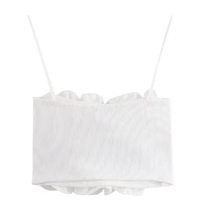 Sleeveless Ruffle Crop Top.