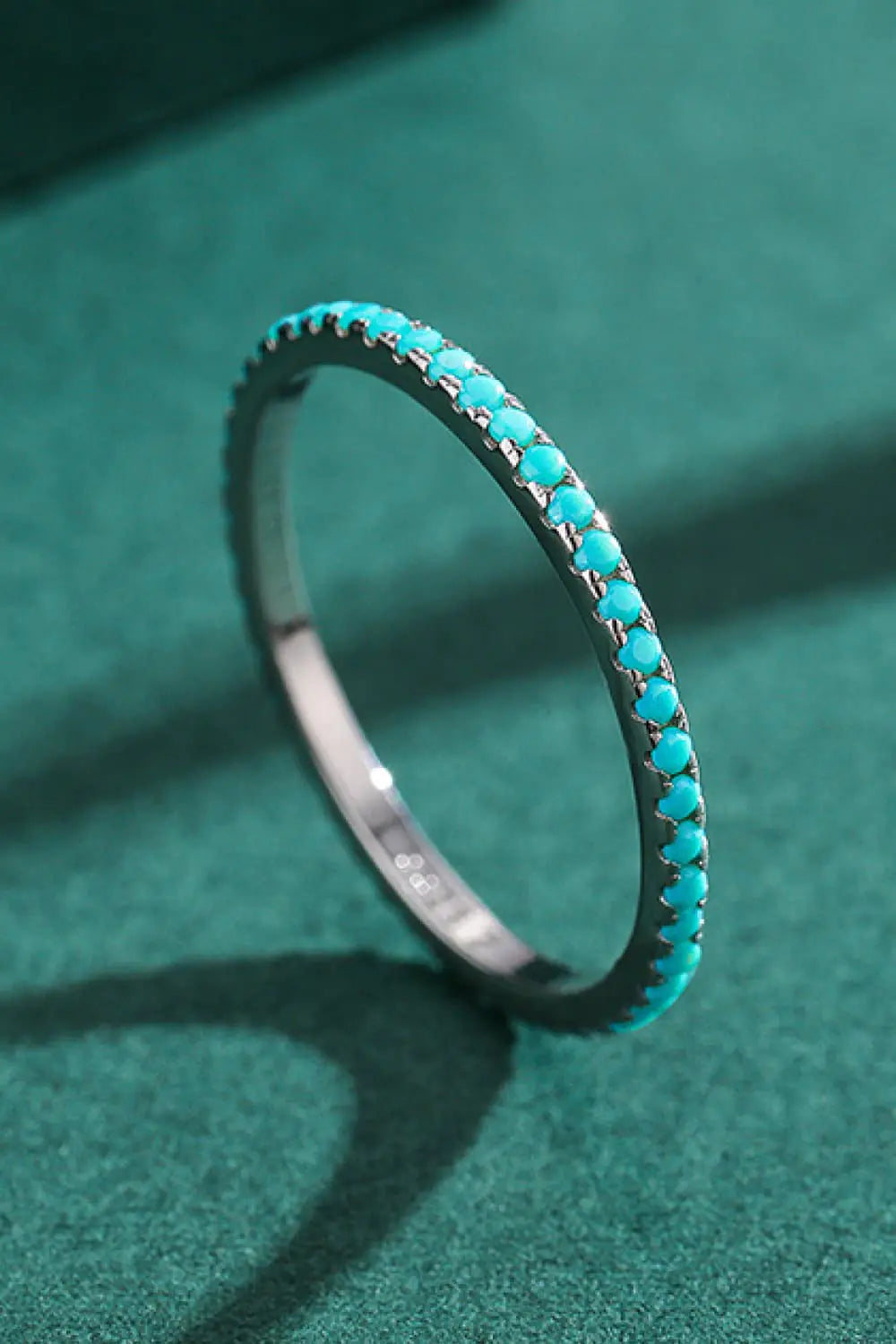 925 Sterling Silver Artificial Turquoise Ring.