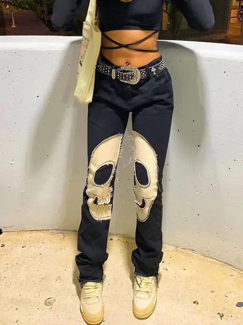 Printed Skull Jeans.